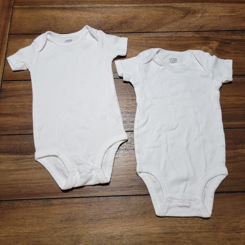 Set of 2 Carter's Child of Mine White Bodysuits - Size 12mo